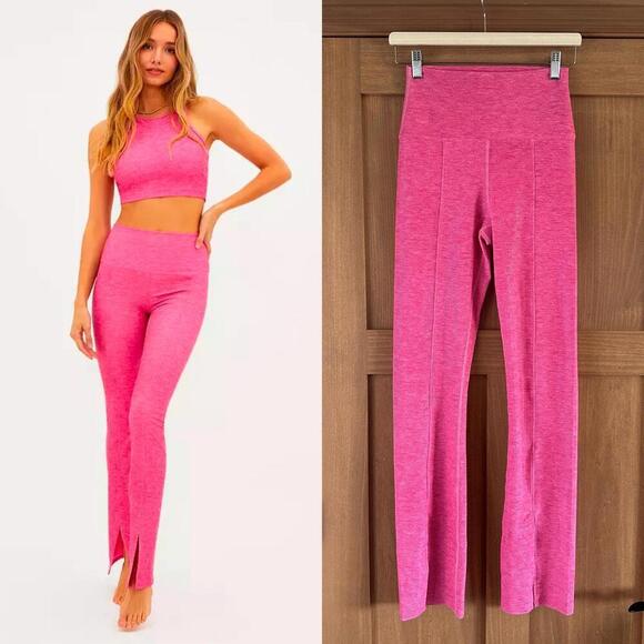 BEACH RIOT Pants - NWOT Beach Riot Hot Pink Alani Flared Pants Slit Legs Women’s size Medium